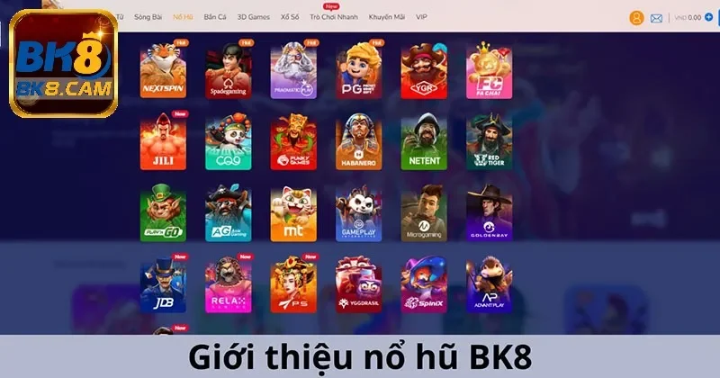 Thông tin về sảnh game slots tại BK8
